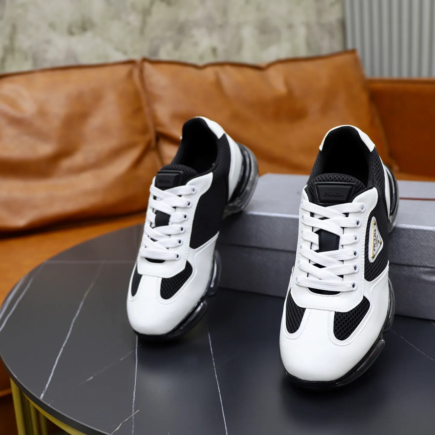 Men's shoes 💰660💰PRADA] Men's shoes are popular in the counter, high-quality shipments ✔️Official website synchronization, original imported cowhide with comfortable mesh surface + cowhide lining, 1⃣️:1⃣️reproduction, original factory air-cushioned original sole, 38-45